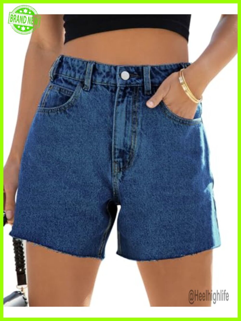 Womens Baggy Jean Shorts High Waisted Raw Hem Mom Denim Shorts Stretchy